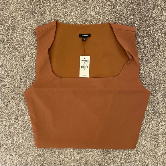 Express Women's Square Neck Cropped Tank Side Zipper Bullion Size XS - NWT $58 - Picture 7 of 16